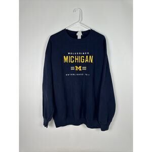 Vintage 90s Lee Sports Embroidered Michigan Wolverines Crewneck Navy Blue